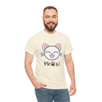 Cute Cat Meow Graphic Unisex Heavy Cotton Tee, Funny Cat T-Shirt, Perfect Gift for Cat Lovers, Birthday Gift, Pet Enthusiasts