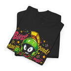 Men's Black Graphic T-Shirt with Colorful Marvin the Martian Cartoon Print