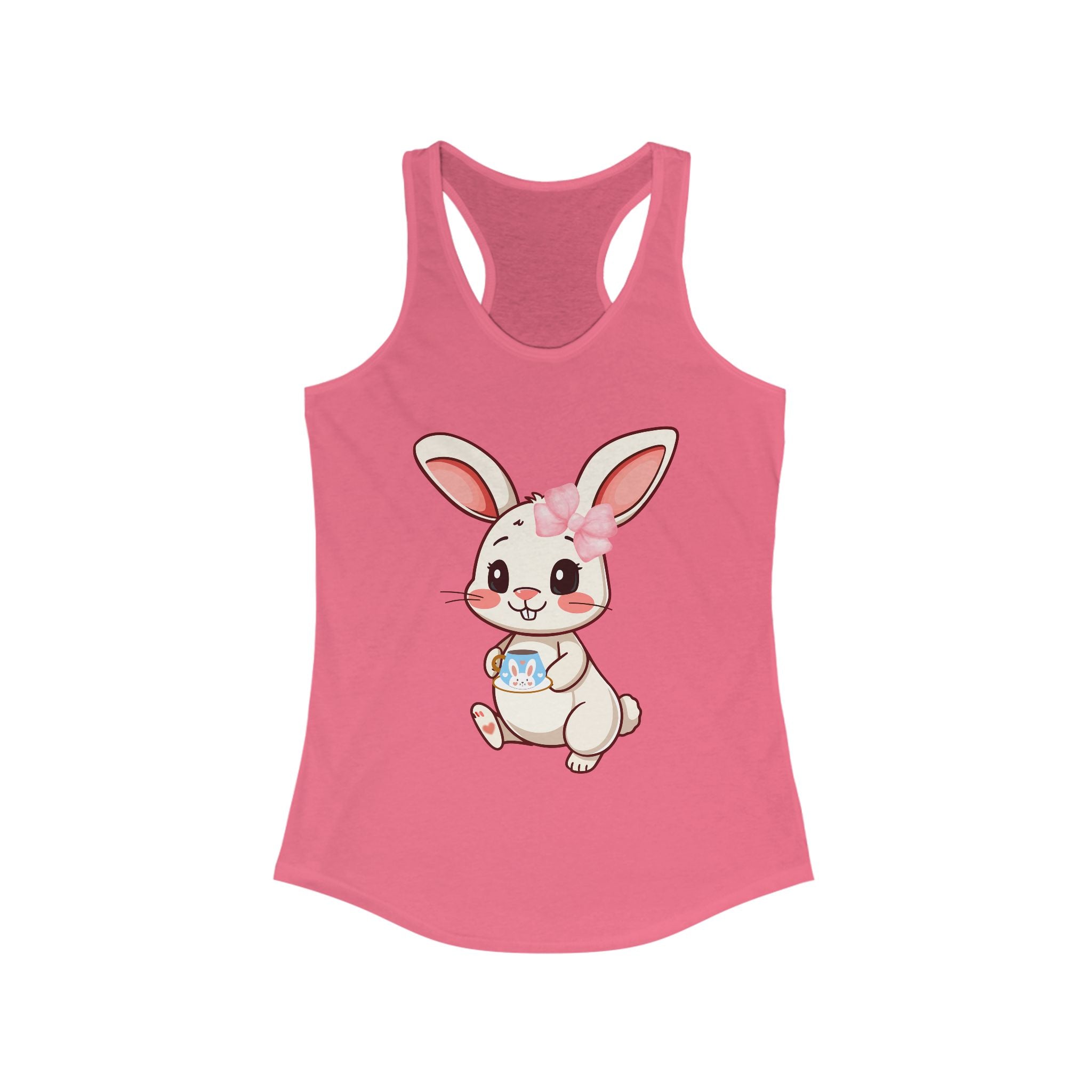 Cute Bunny Graphic Racerback Tank, Women's Summer Top