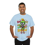 Men's Black Graphic T-Shirt with Colorful Marvin the Martian Cartoon Print