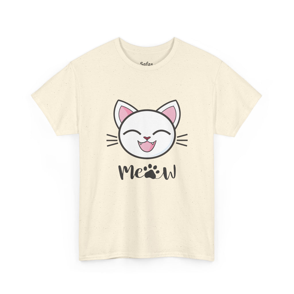 Cute Cat Meow Graphic Unisex Heavy Cotton Tee, Funny Cat T-Shirt, Perfect Gift for Cat Lovers, Birthday Gift, Pet Enthusiasts