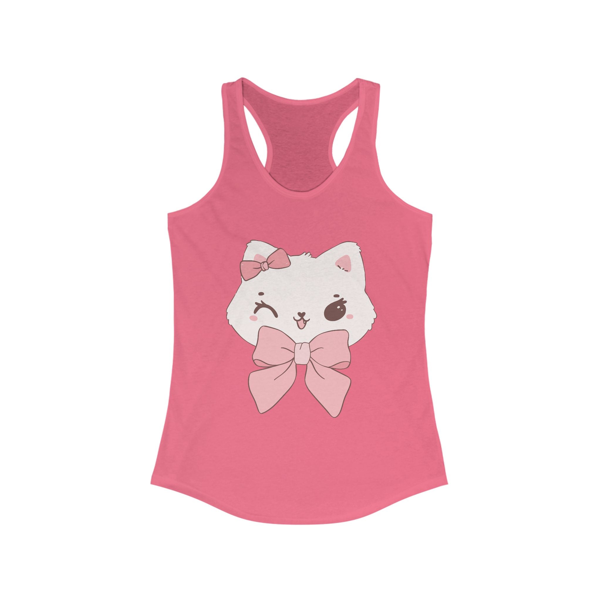 Cute Cat Bow Racerback Tank Top