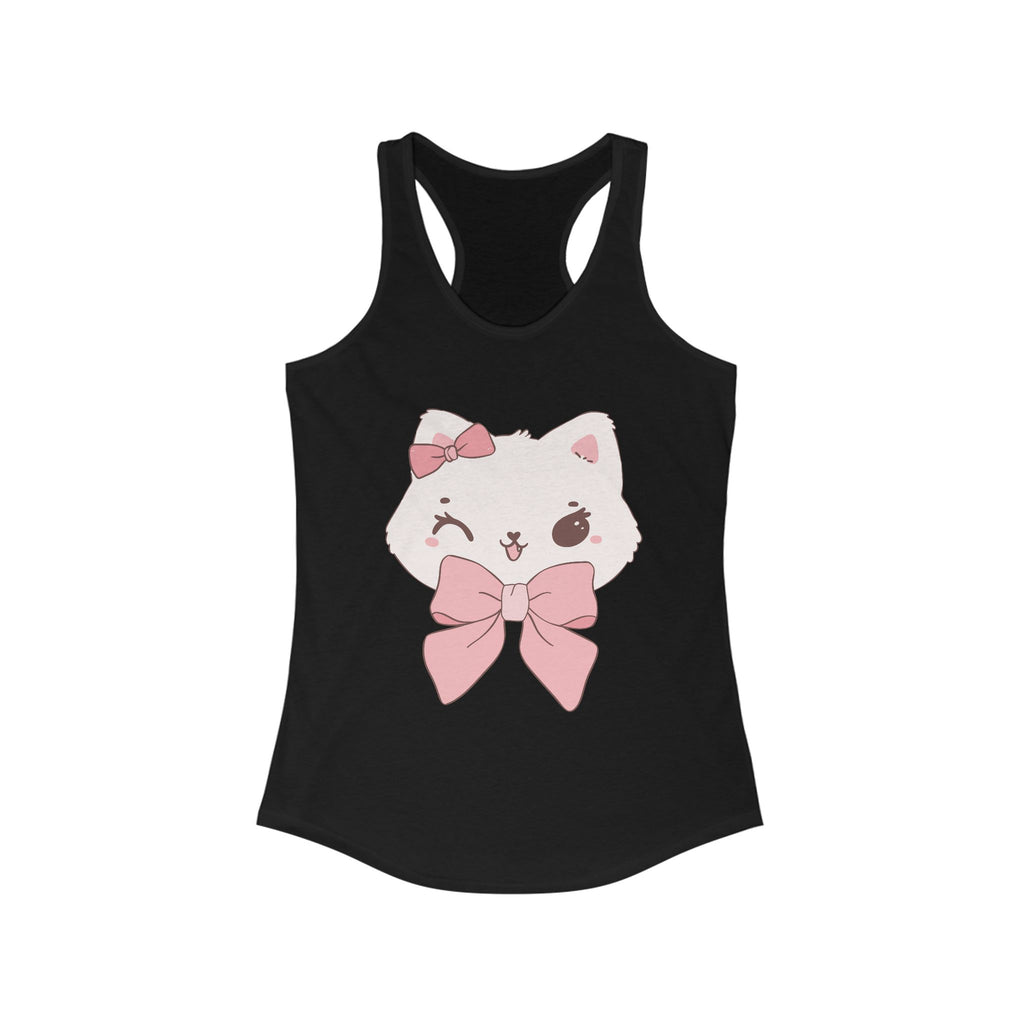Cute Cat Bow Racerback Tank Top
