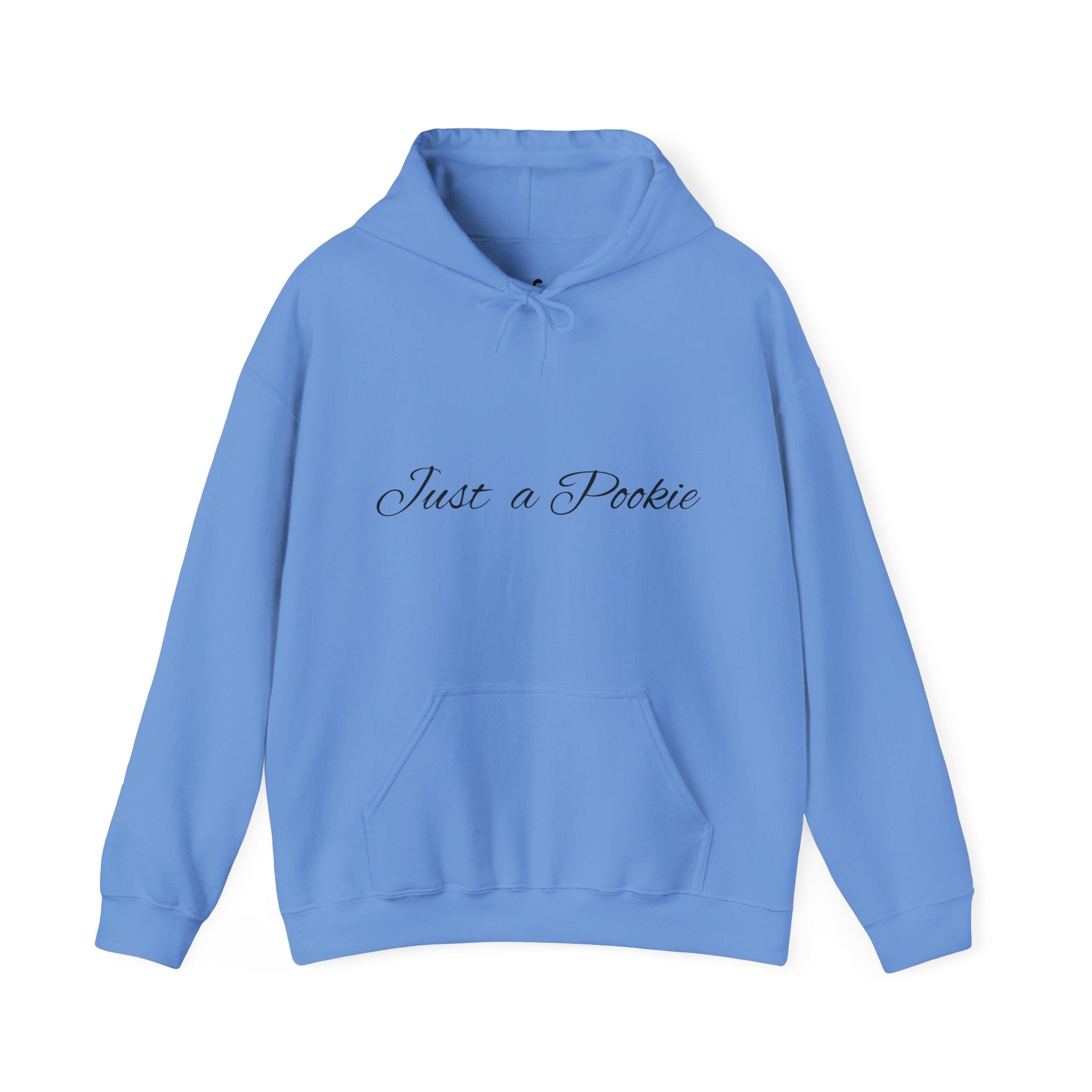 Carolina Blue hoodie with 'Just a Rookie' text on a white background