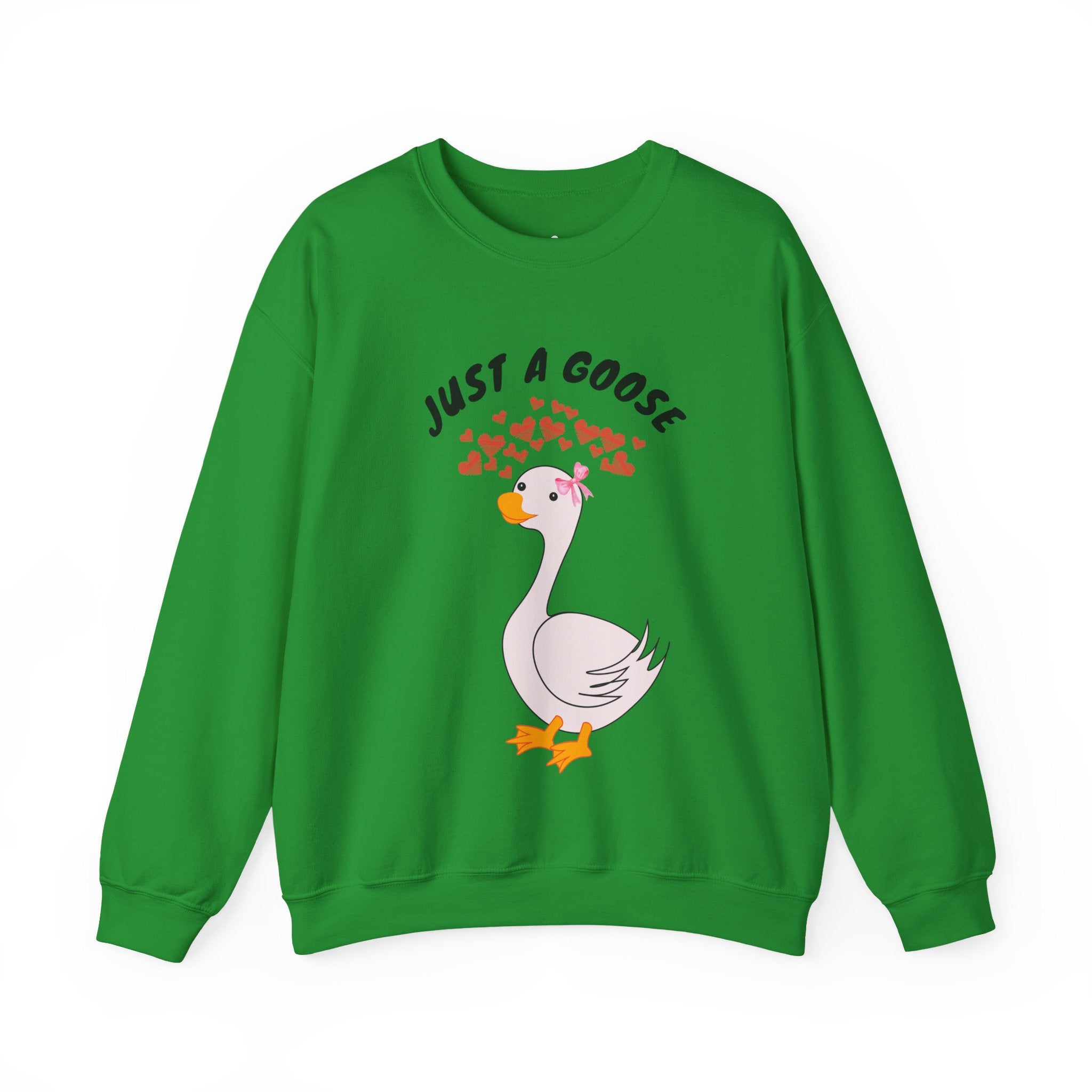 Irish Green sweatshirt with a cartoon goose and text on a white background