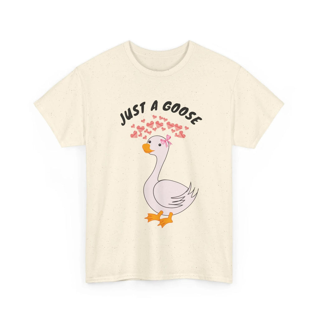Natural t-shirt with a cartoon goose and 'Just a Goose' text on a white background