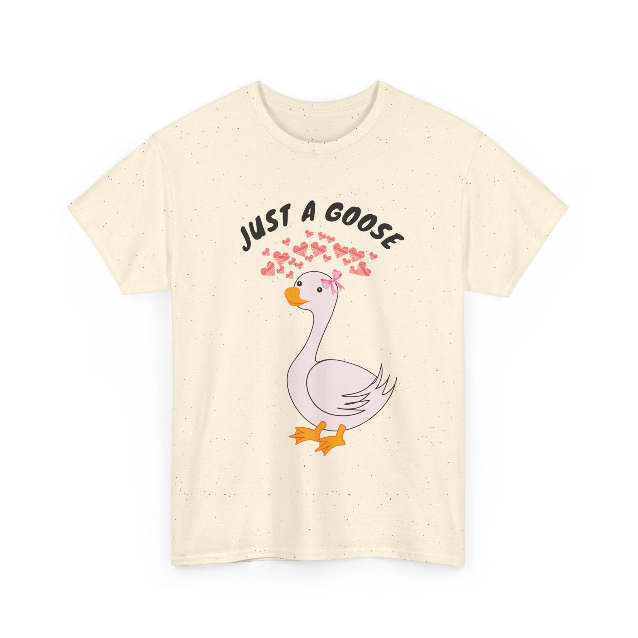 Natural t-shirt with a cartoon goose and 'Just a Goose' text on a white background