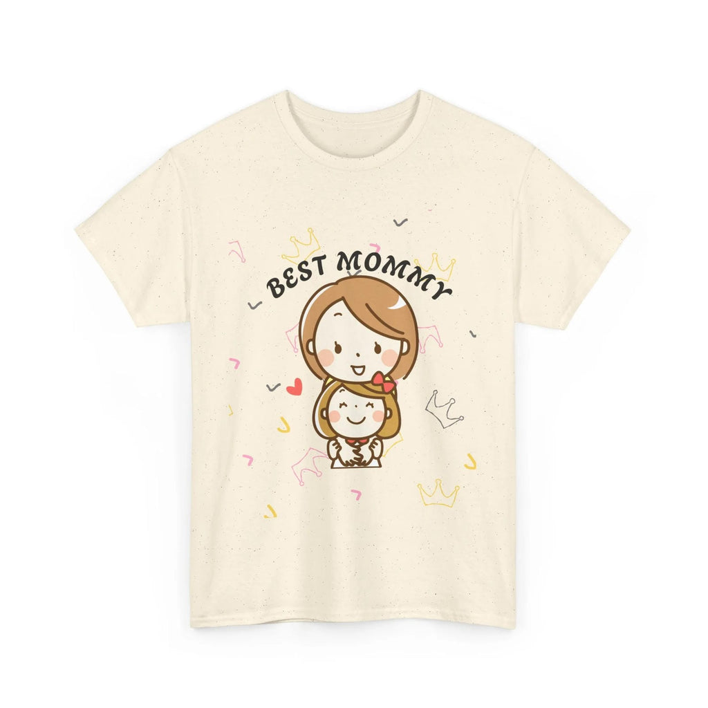 Natural t-shirt with 'Best Mommy' graphic design on a white background