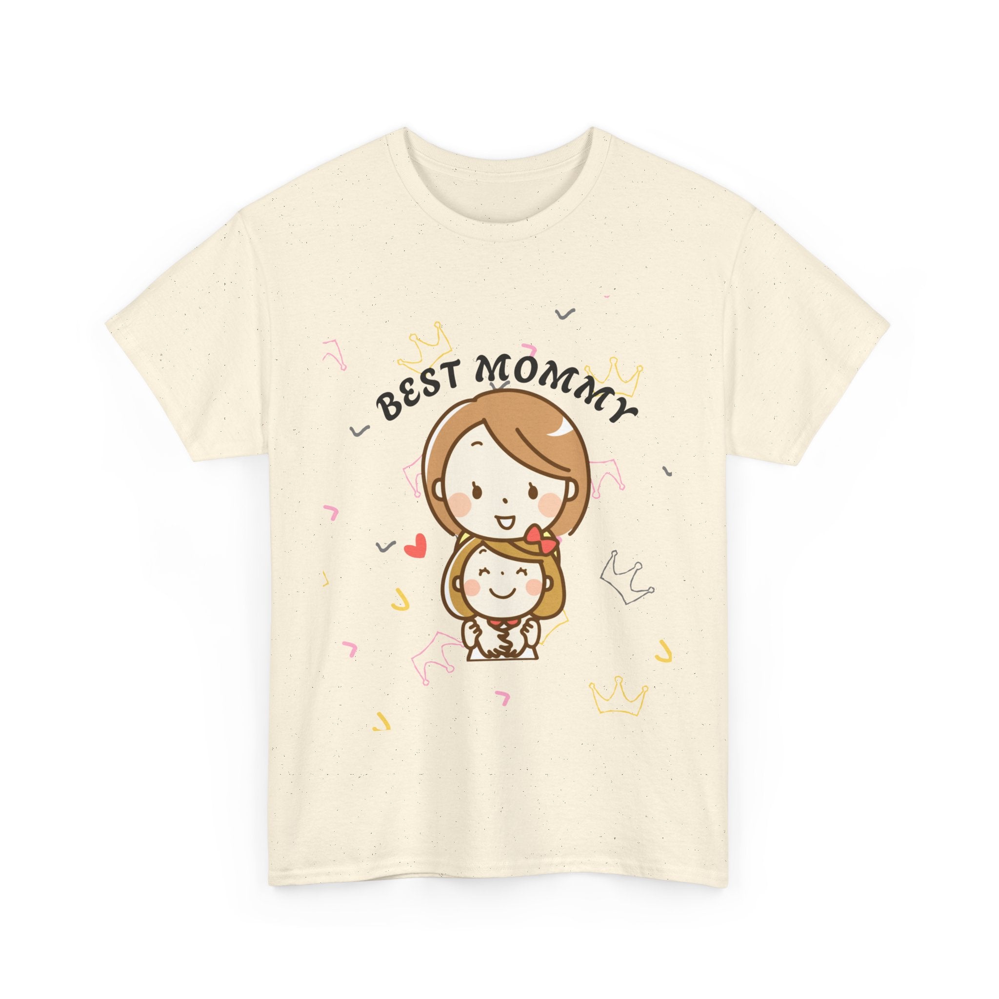 Natural t-shirt with 'Best Mommy' graphic design on a white background