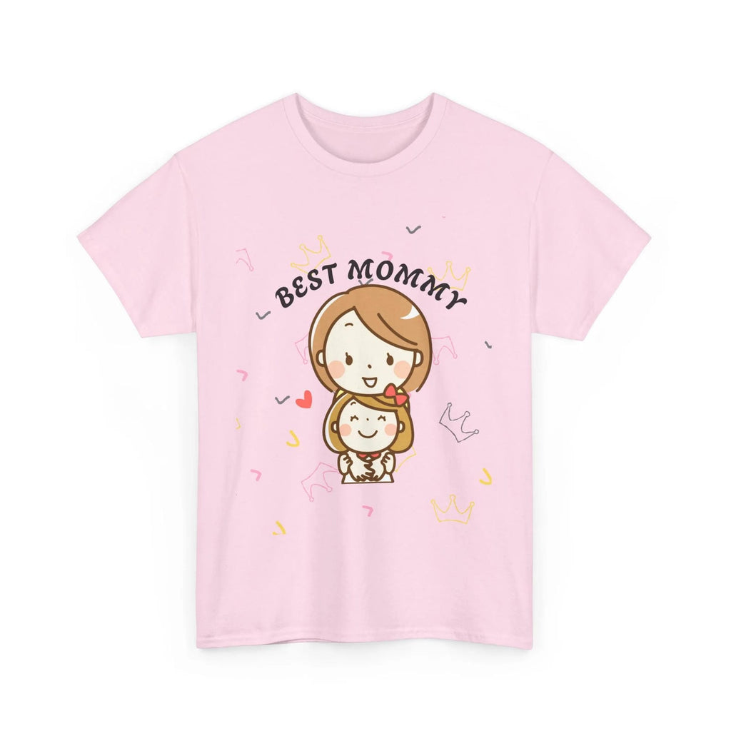 Light Pink t-shirt with 'Best Mommy' text and cartoon characters on a white background
