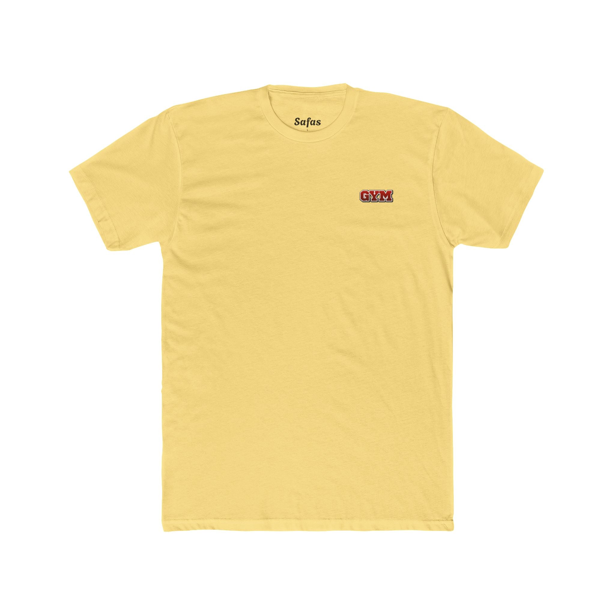 Solid Banana Cream t-shirt with small logos on a white background