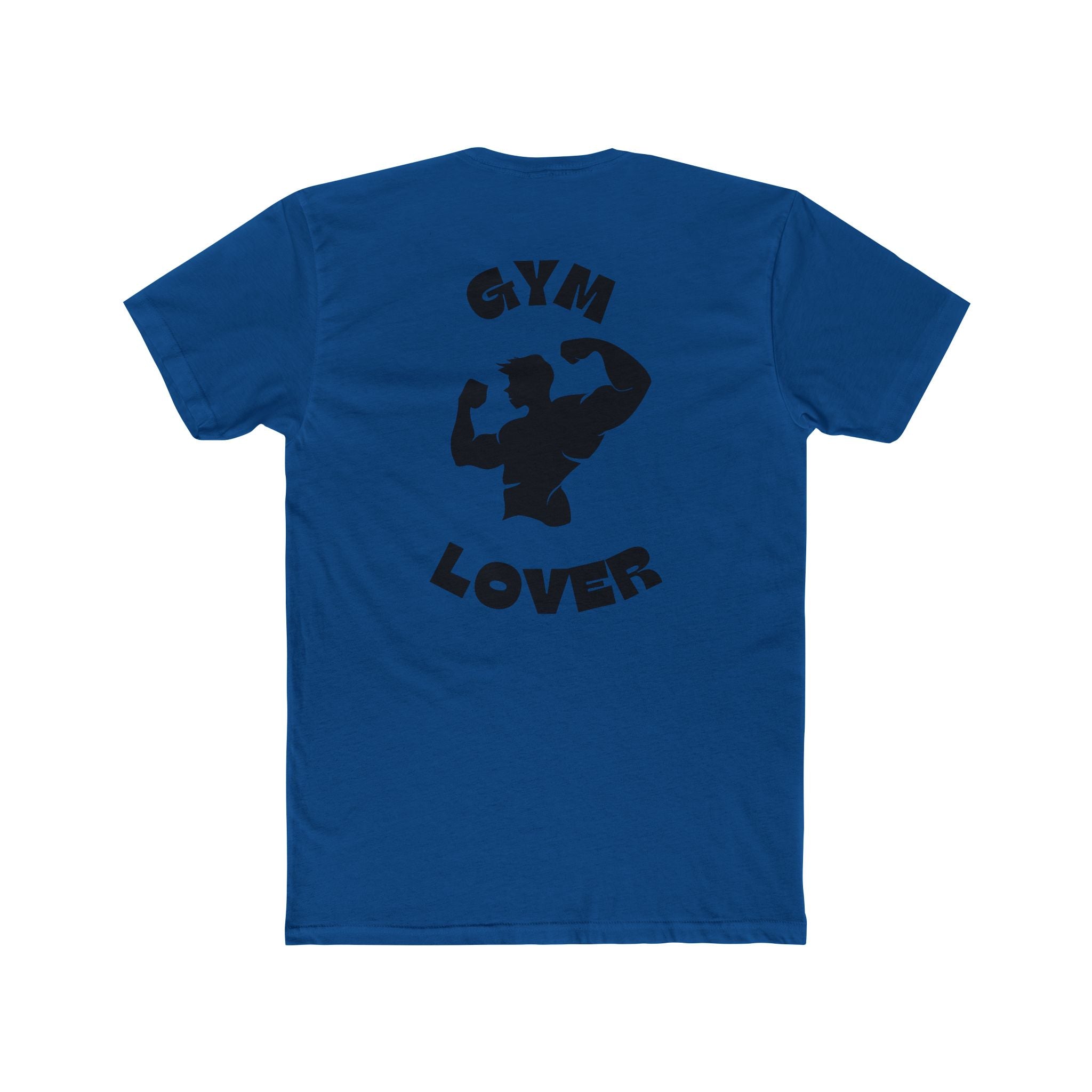 Solid Cool Blue t-shirt with 'Gym Lover' graphic on a white background