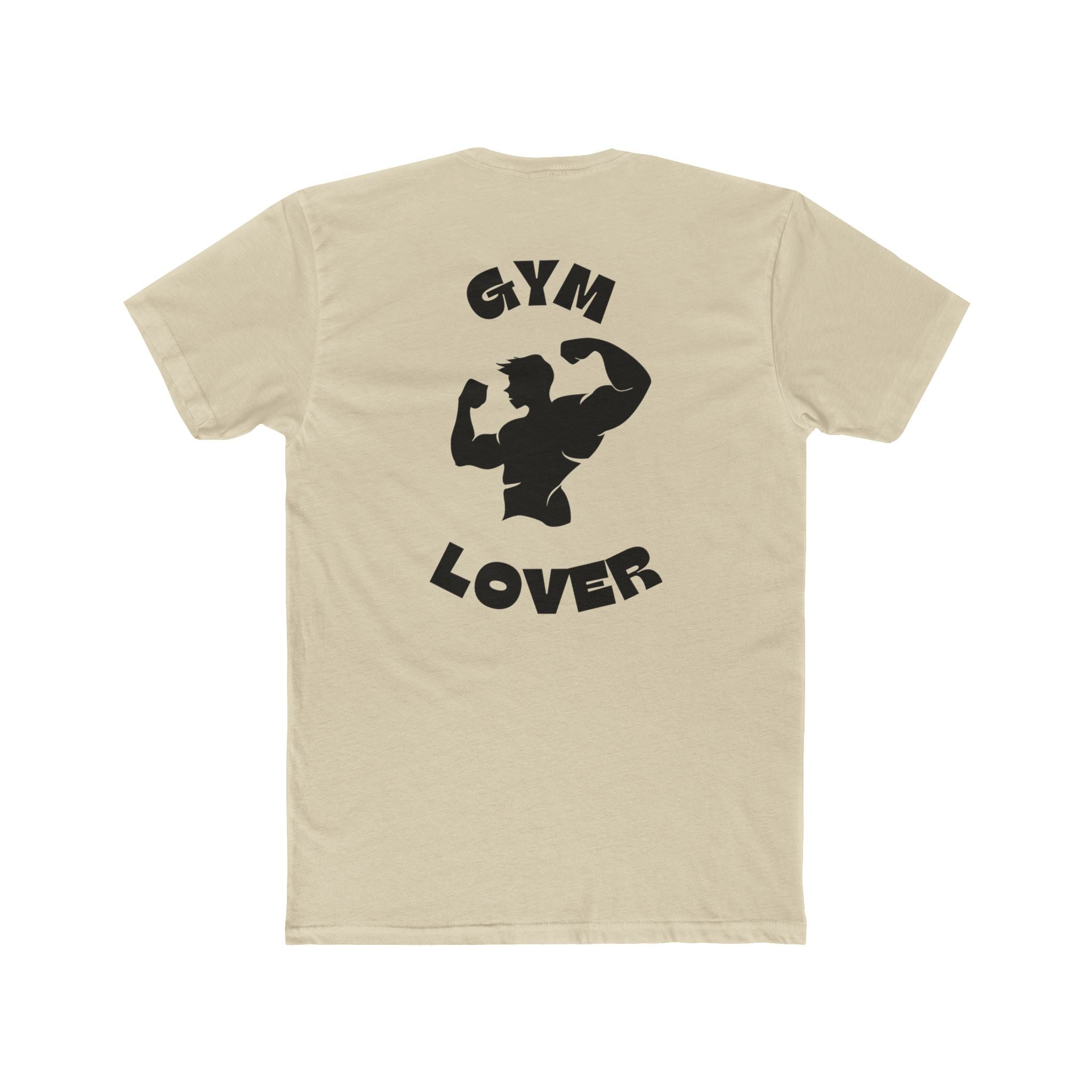 Solid Cream t-shirt with black graphic and text 'GYM LOVER' on a white background