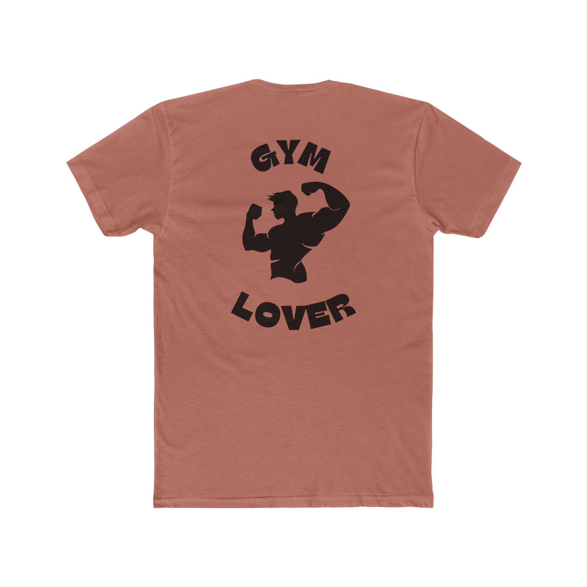 Solid Desert Pink t-shirt with 'Gym Lover' graphic on a white background