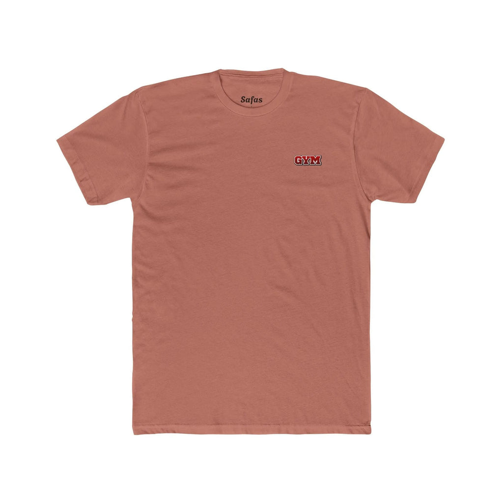 Solid desert Pink t-shirt with a logo on the chest against a white background