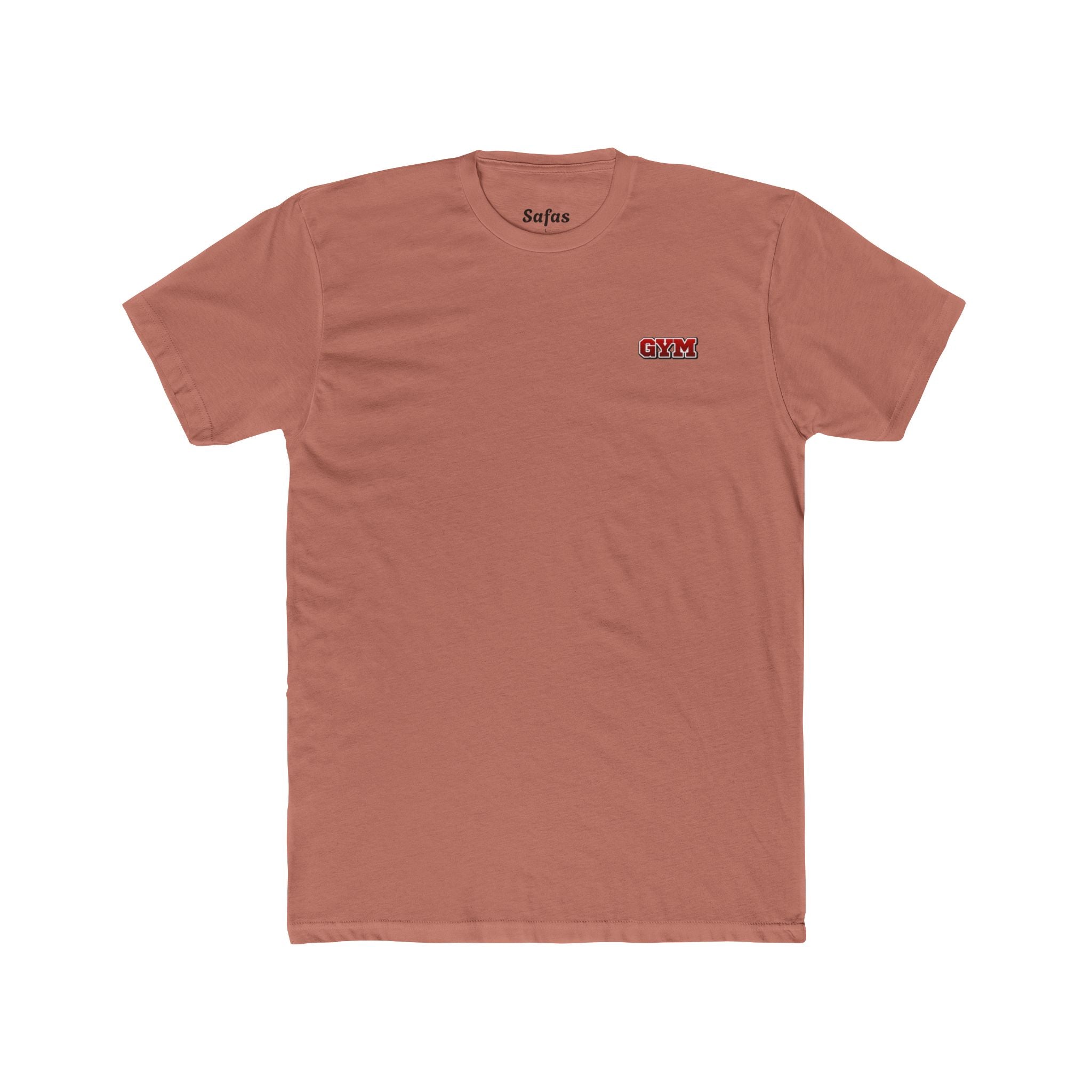 Solid desert Pink t-shirt with a logo on the chest against a white background