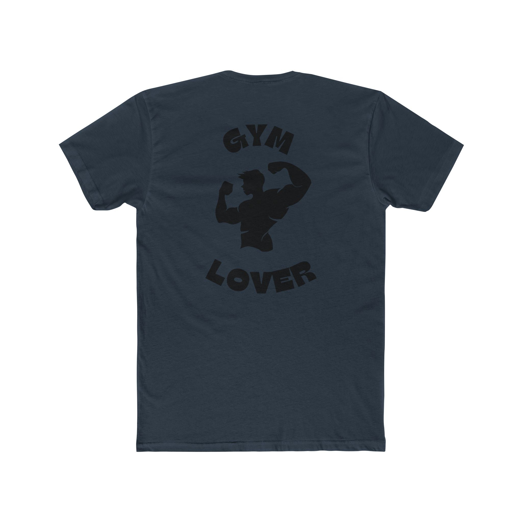 Solid Indigo t-shirt with 'Gym Lover' text and graphic on a white background