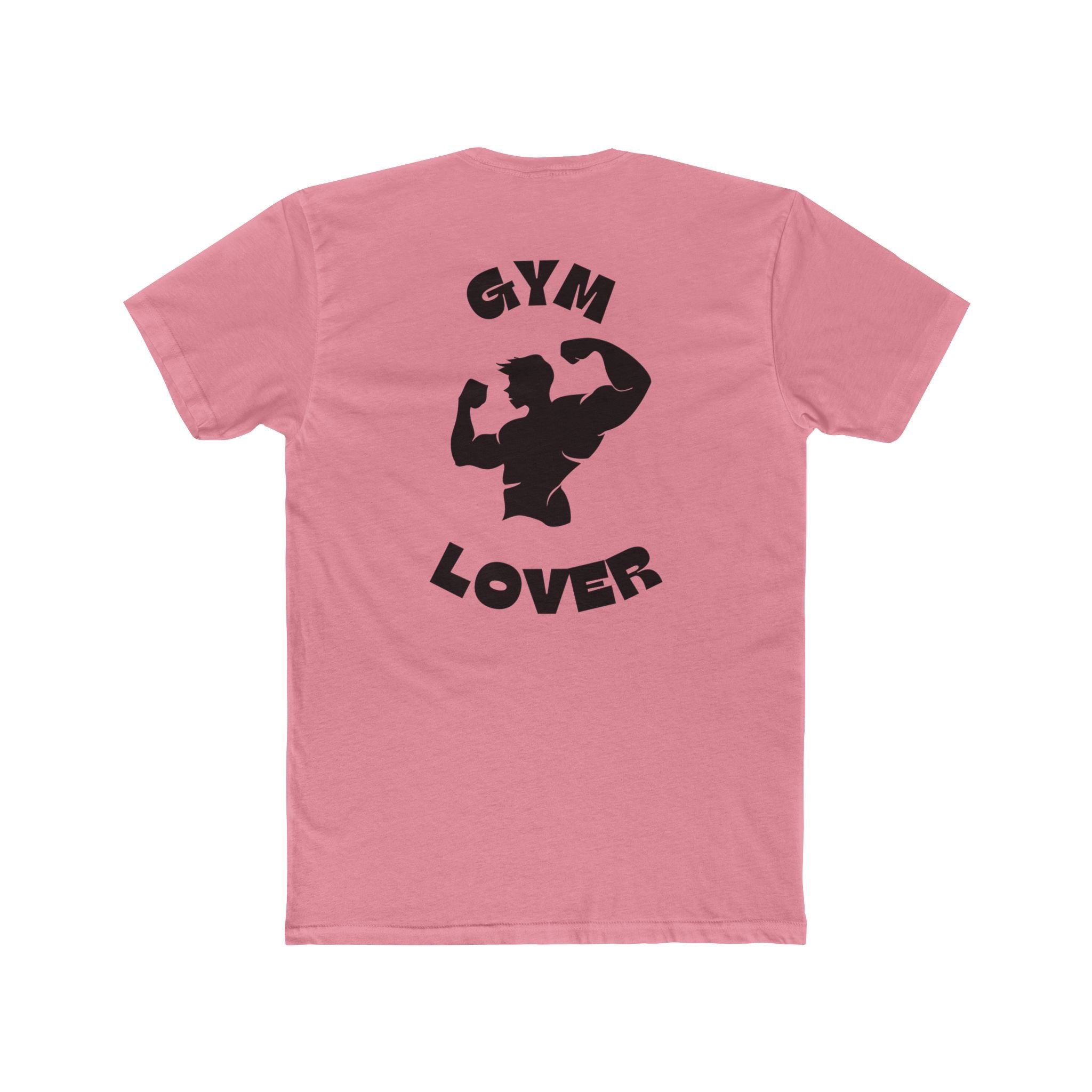 Solid Light Pink t-shirt with 'Gym Lover' graphic on the back against a white background