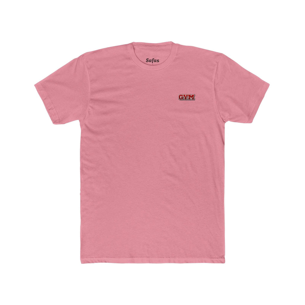 Solid Light Pink t-shirt with small logo on a white background