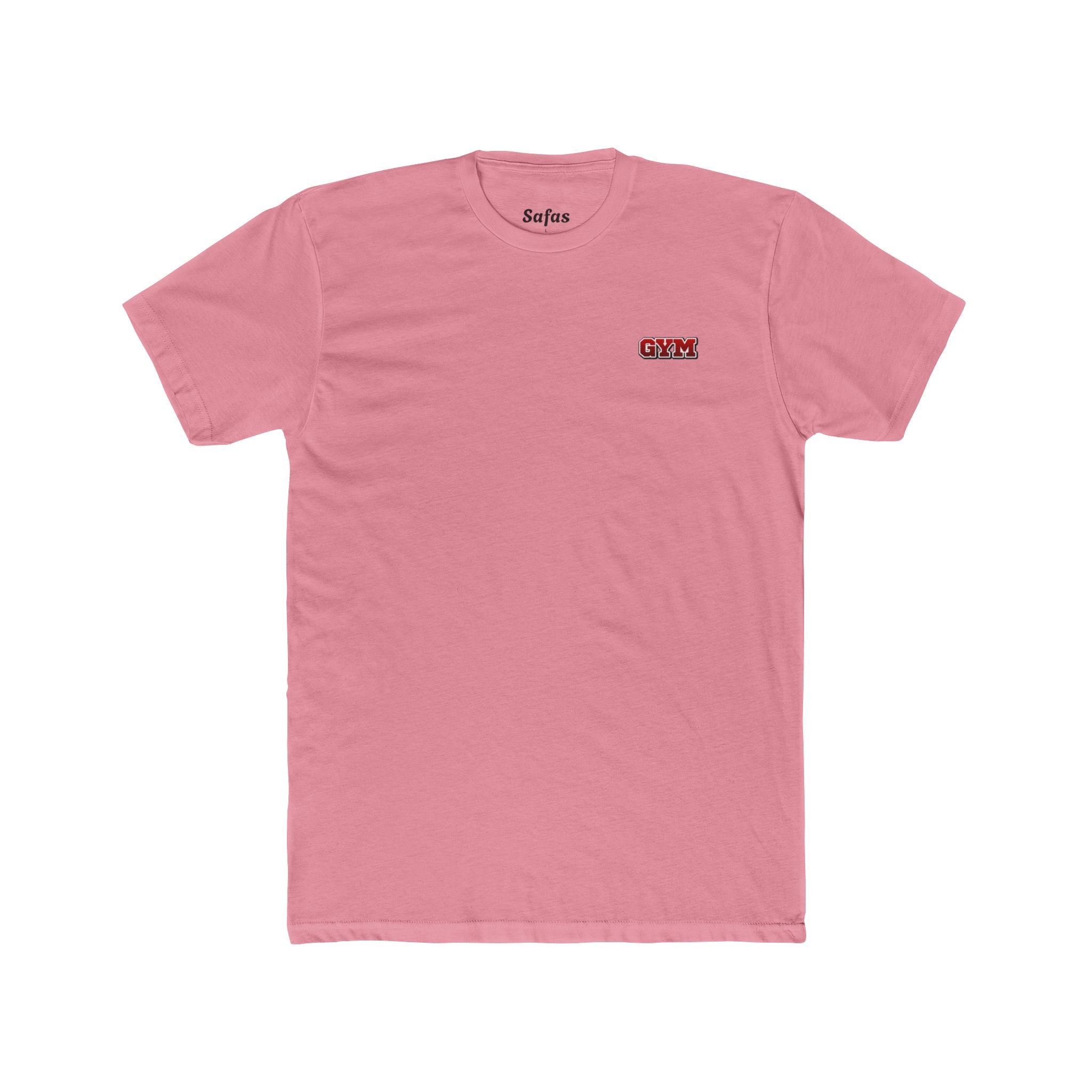 Solid Light Pink t-shirt with small logo on a white background