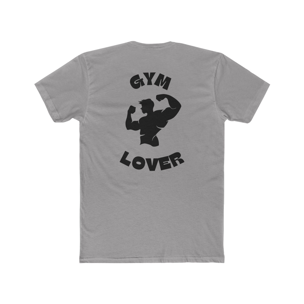 Solid Light Gray t-shirt with 'Gym Lover' graphic on a white background