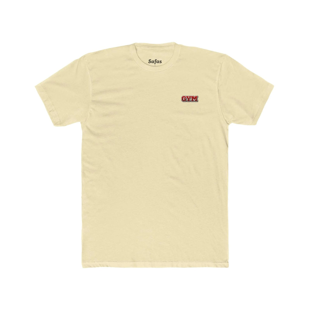 Solid Natural t-shirt with small logos on a white background