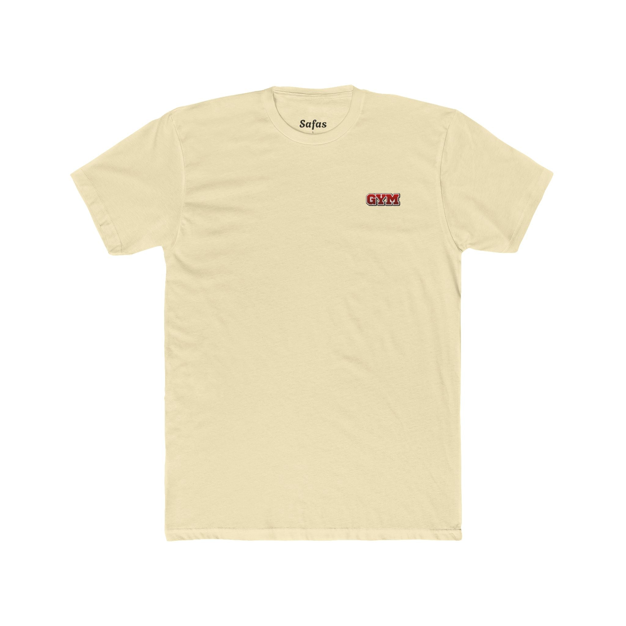 Solid Natural t-shirt with small logos on a white background