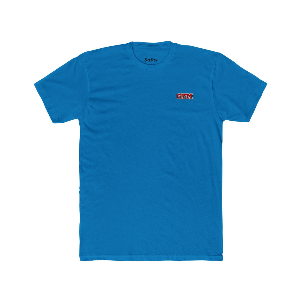 Solid Turquoise t-shirt with a small red logo on the chest against a white background