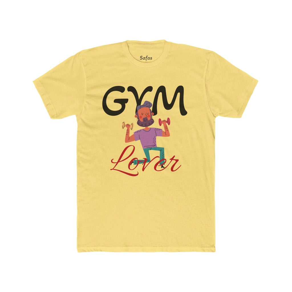 Solid Banana Cream t-shirt with 'Gym Lover' graphic and 'Safas' branding on a white background