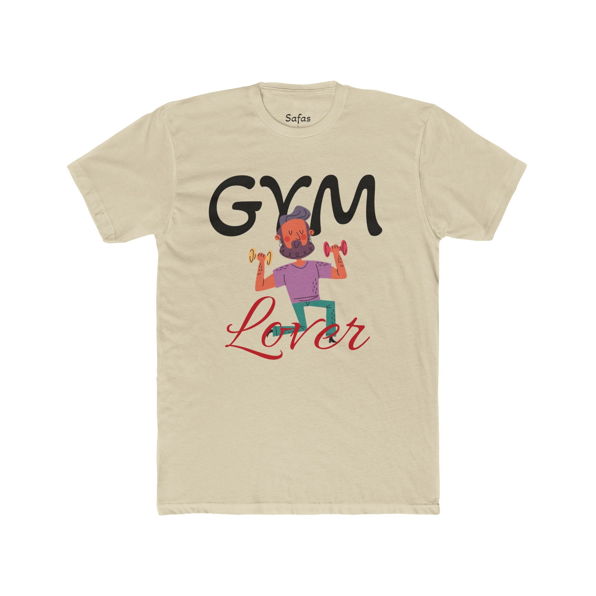 Solid Cream t-shirt with 'Gym Lover' graphic design on a white background