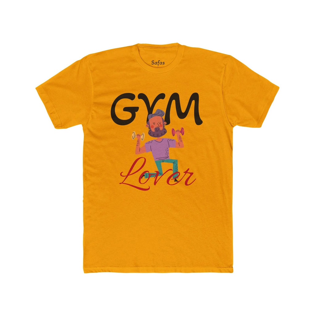 Solid Gold t-shirt with 'Gym Lover' graphic and text on a white background