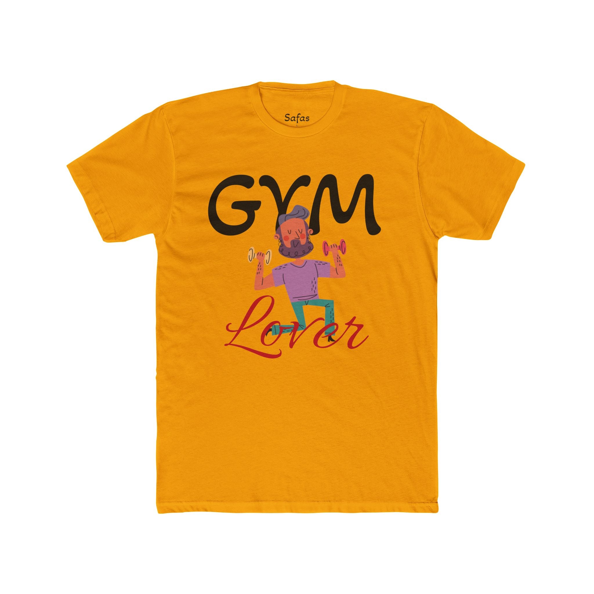 Solid Gold t-shirt with 'Gym Lover' graphic and text on a white background
