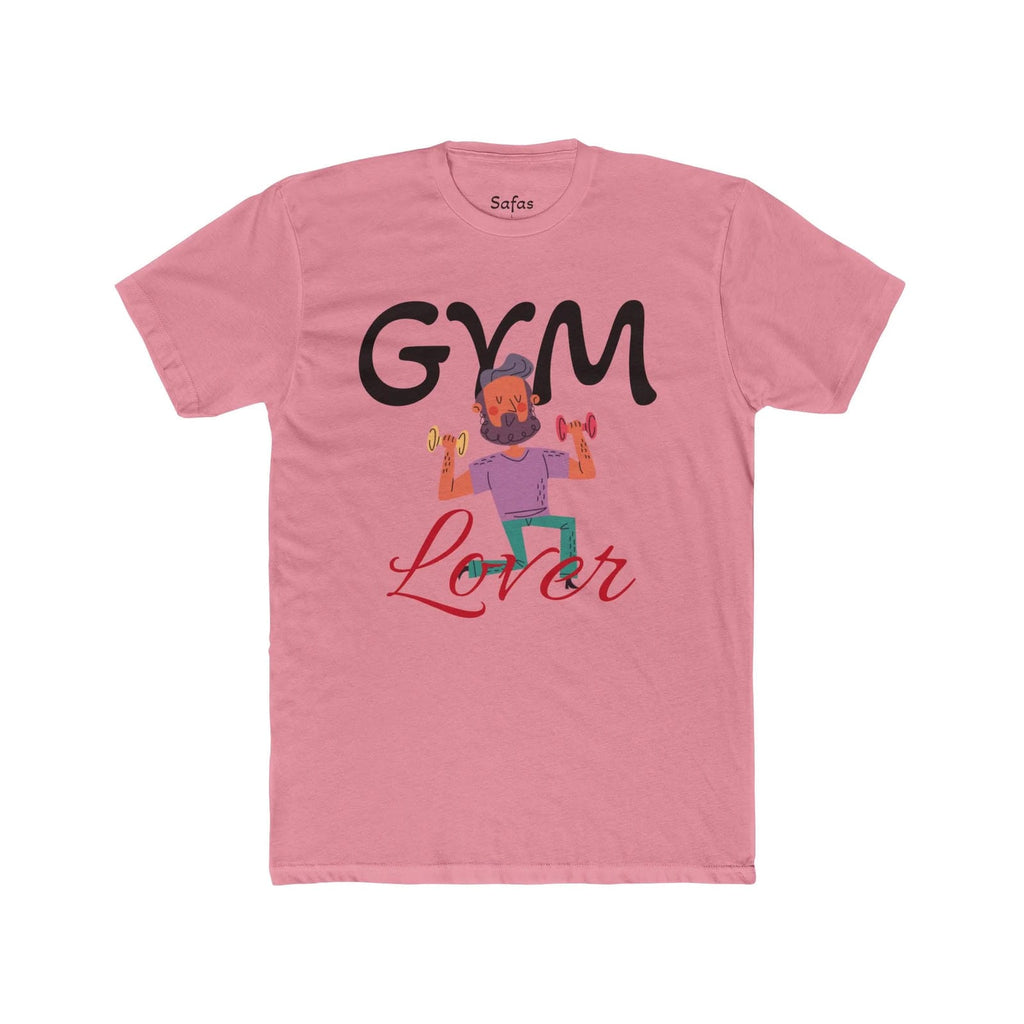 Solid Light Pink t-shirt with 'Gym Lover' graphic design on a white background
