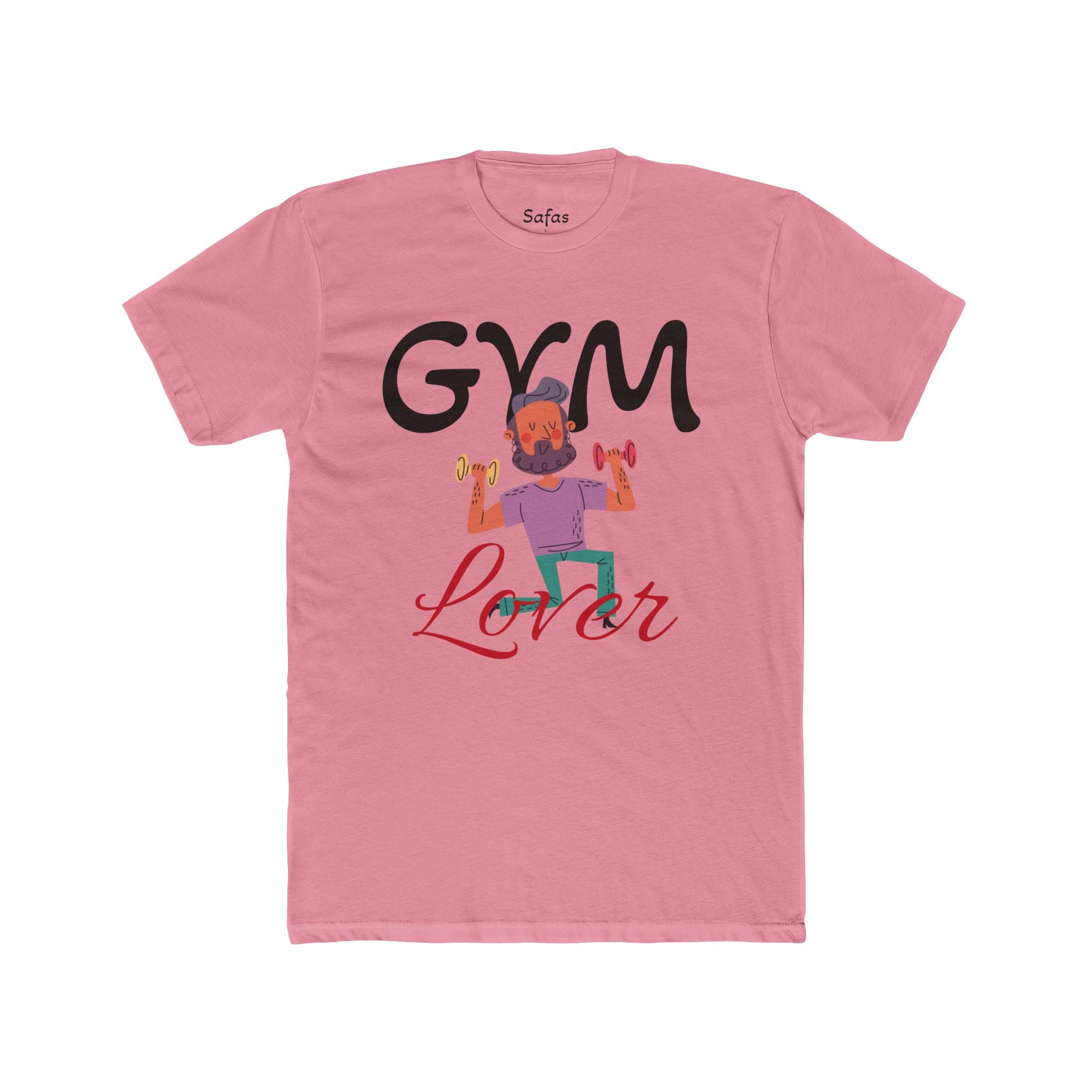 Solid Light Pink t-shirt with 'Gym Lover' graphic design on a white background