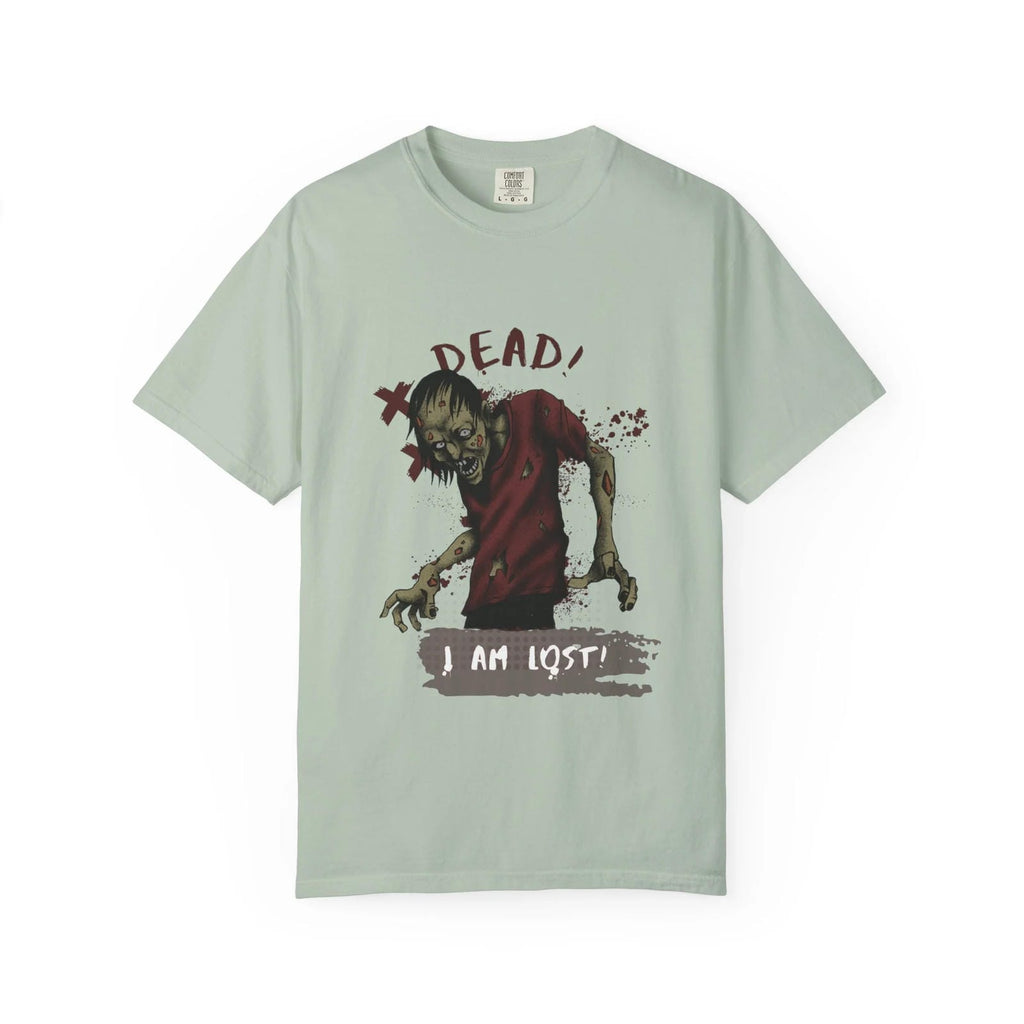 Bay t-shirt with a zombie graphic and text on a white background