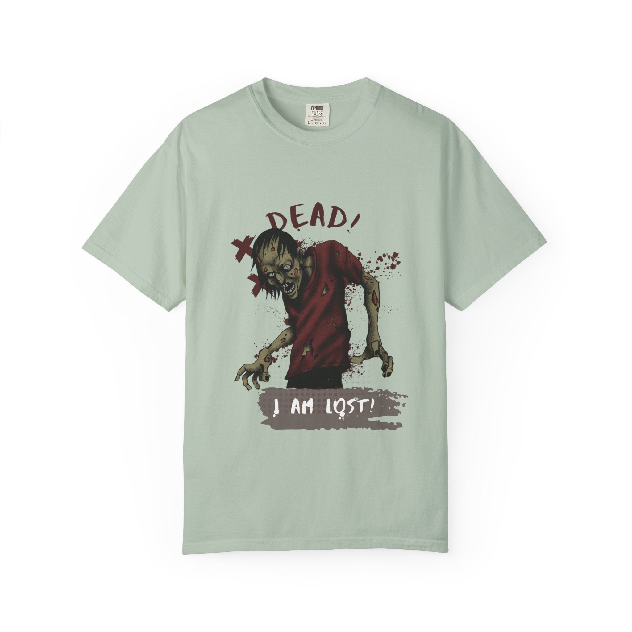 Bay t-shirt with a zombie graphic and text on a white background