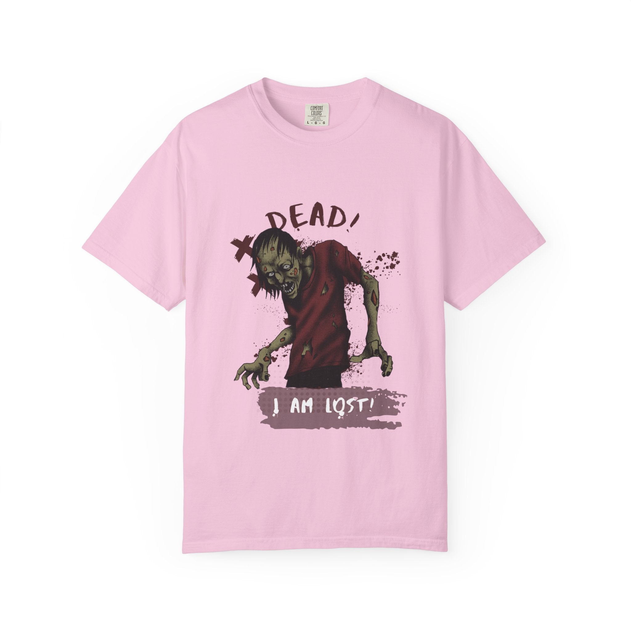 Blossom t-shirt with a zombie graphic and text on a white background