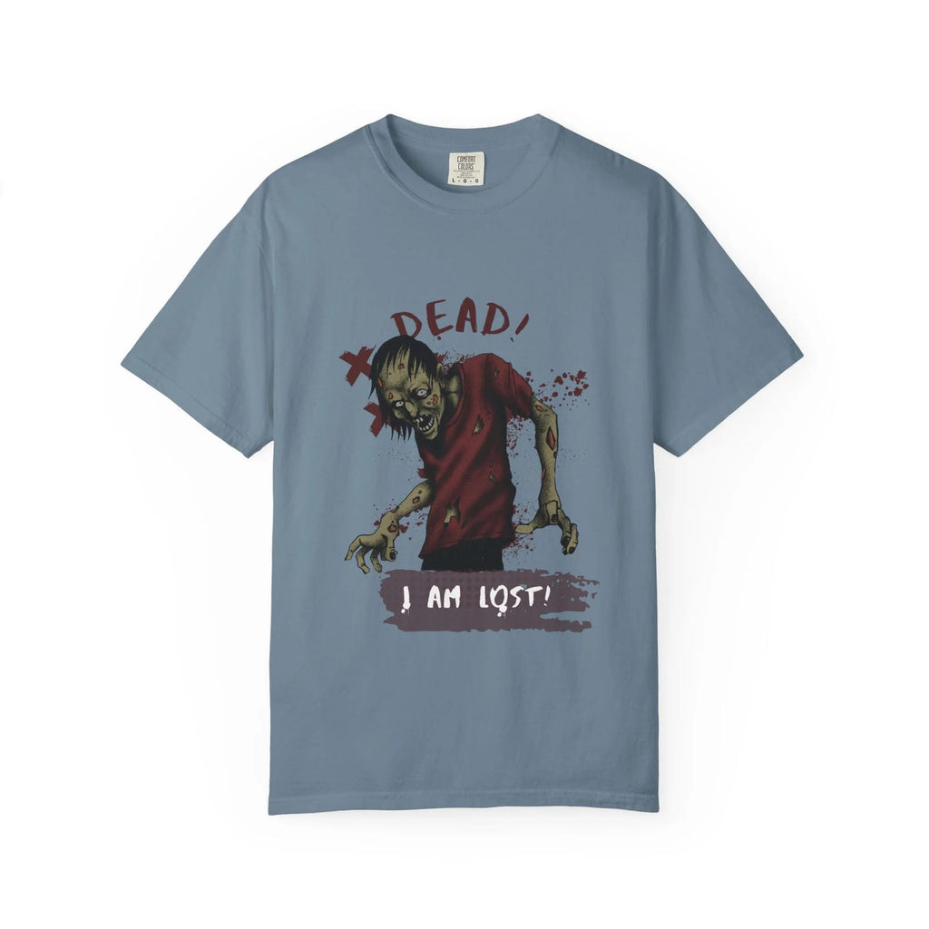 Ice Blue t-shirt with a zombie graphic and text on a white background