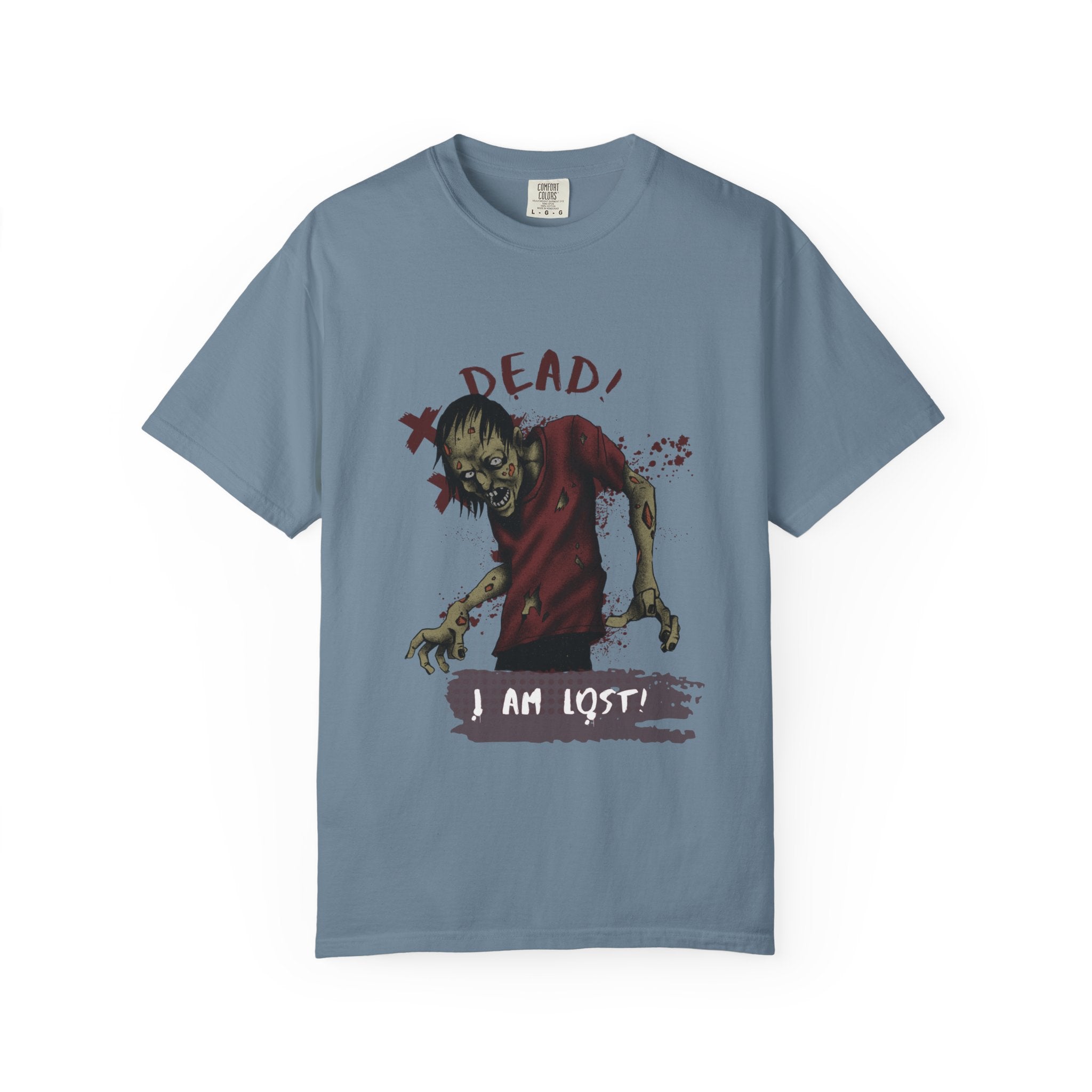 Ice Blue t-shirt with a zombie graphic and text on a white background