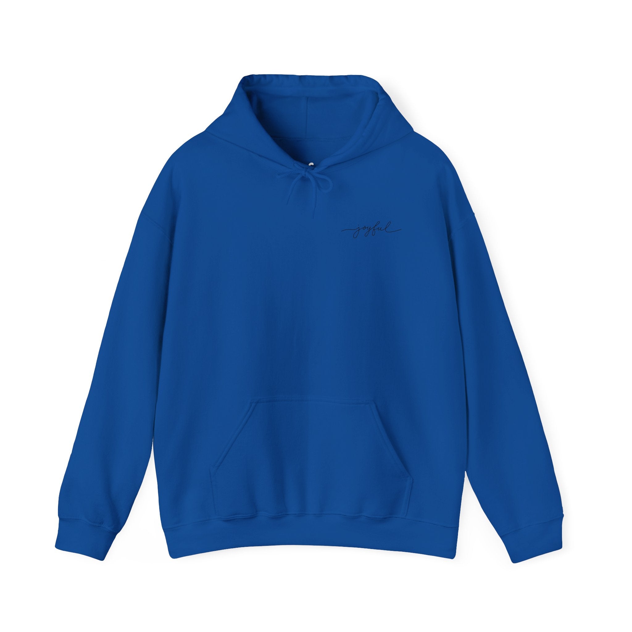 Royal hoodie with a small logo on a white background