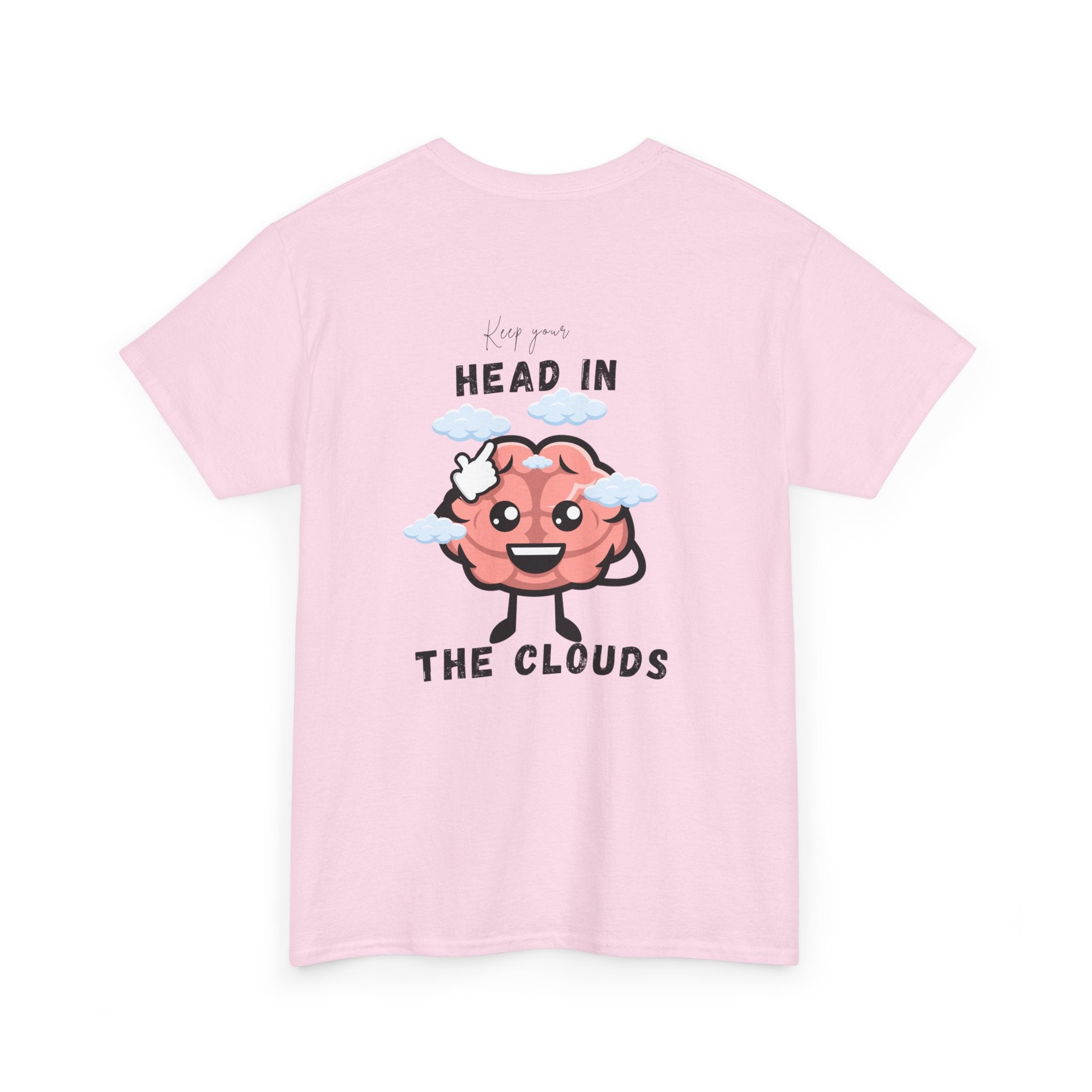 Light Pink t-shirt with a brain graphic and text on a white background