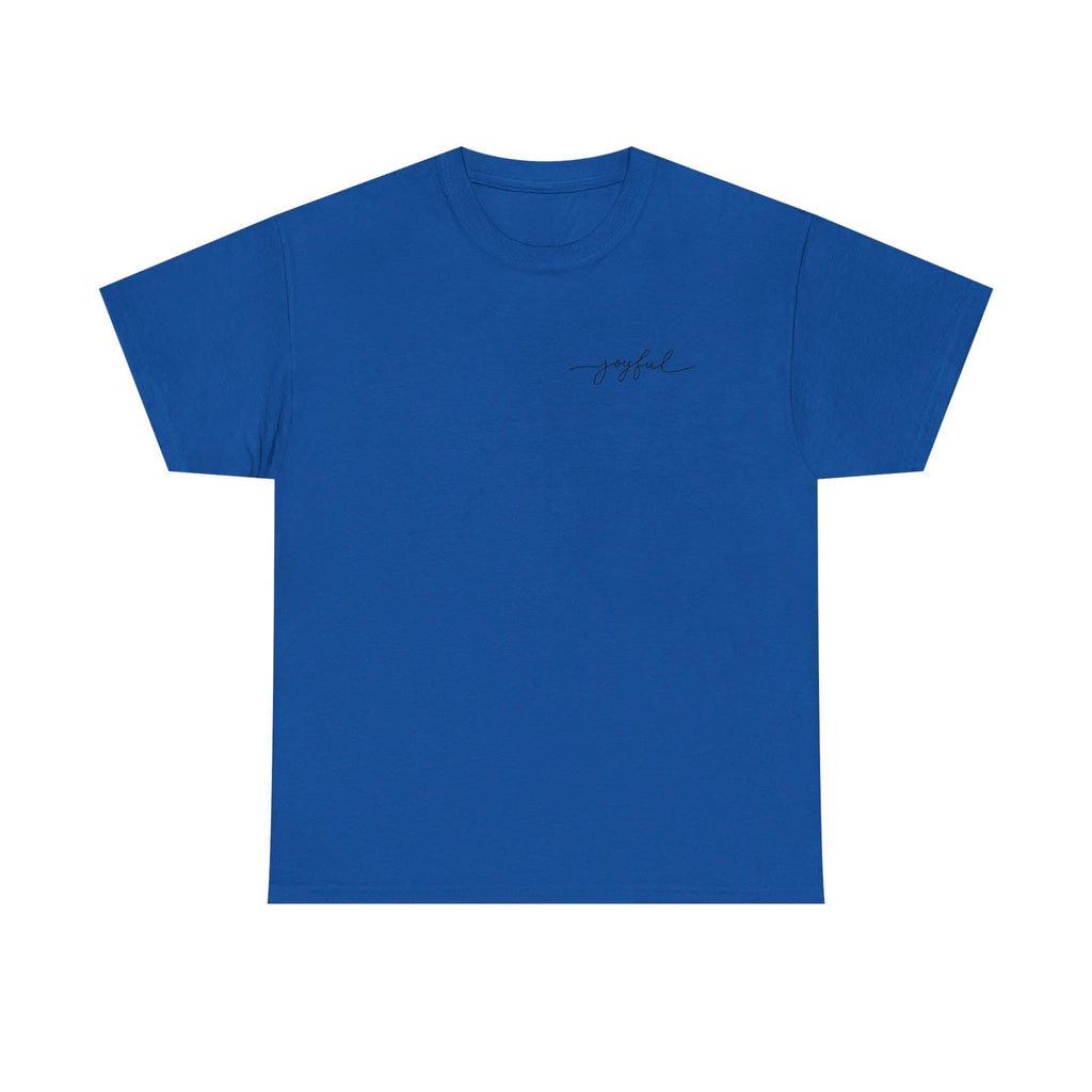 Royal t-shirt with 'graceful' text on a white background