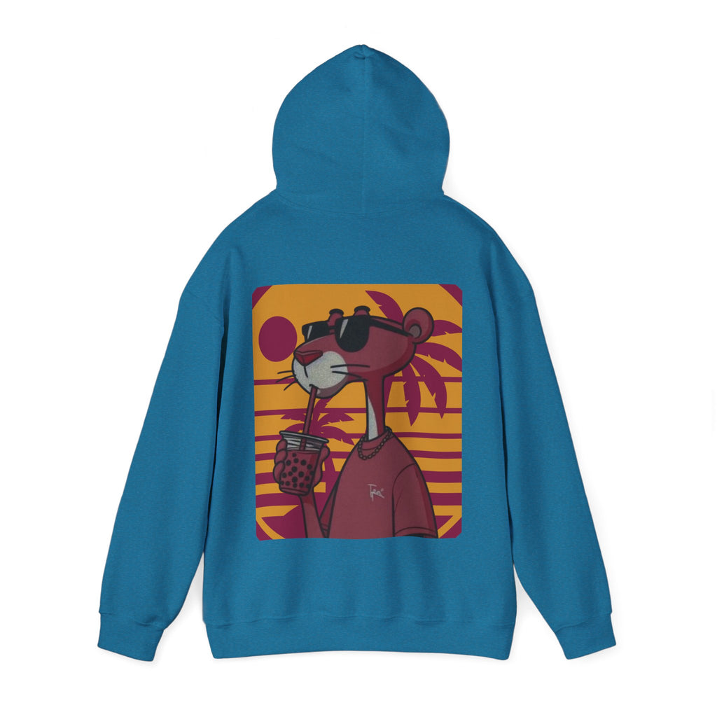 Antique Sapphire hoodie with a cartoon character design on the back against a white background